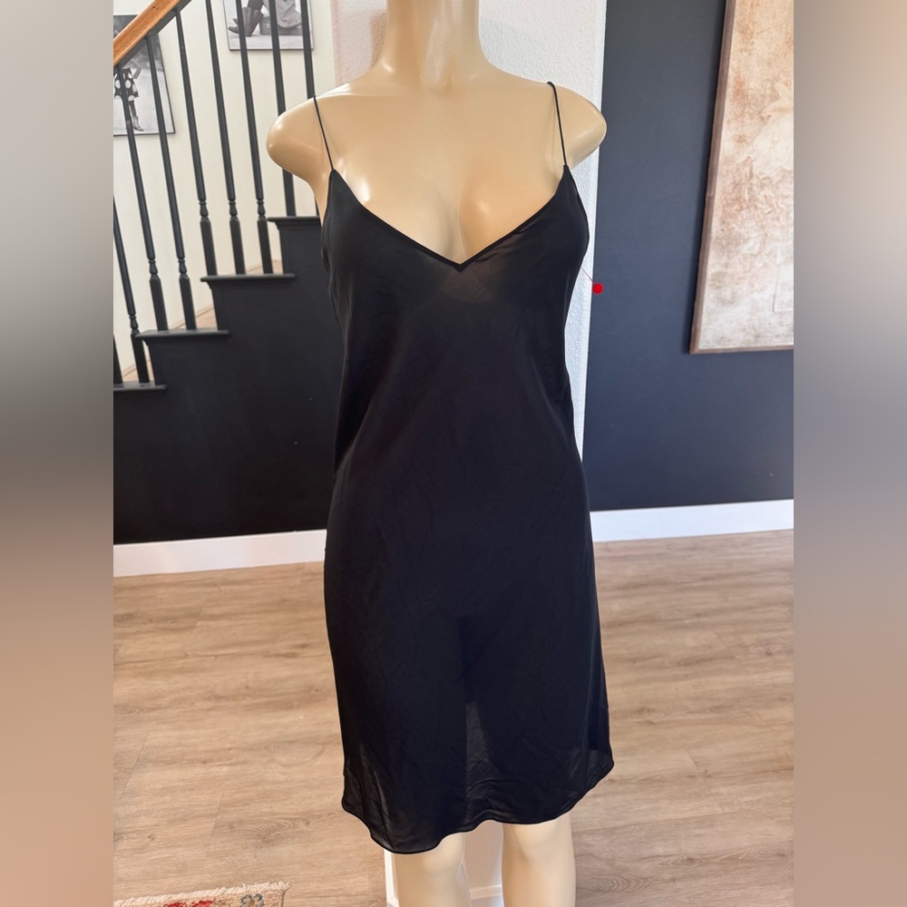 THEORY  black sheer v neck slip dress SZ 2 NWOT